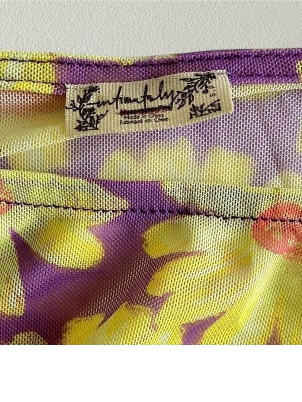 NEW Intimately Free People Ruched Floral Top mesh daisy yellow purple sz S - Picture 4 of 4